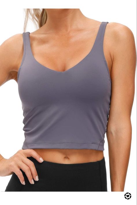 Athletic Cropped Tank Top, Long Sports Bra Tank Tops, Tank Tops With Built In Bras, Cute Workout Tops, Tank Top And Leggings Outfit, 70s Workout Outfit, 70s Workout, Gym Tanks Women, Amazon Tank Top