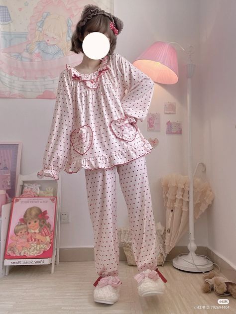 Gyaru Pajamas, Cute Bedtime Outfits, Sleepy Clothes, Kawaii Pjs, Bedtime Outfits, Cute Pyjamas, Sanrio Clothes, Kawaii Pajamas, Southern Belle Dress