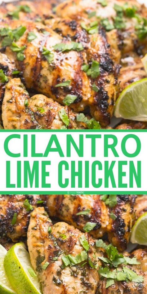 Easy Cilantro Lime Chicken, classic marinade, short marinate time, you can cook it baked in the oven, in a cast iron skillet, on the grill, put it in a salad or in tacos! Make it with chicken thighs or chicken breast. Easy healthy chicken dinner recipe, perfect for meal prep and makes a great freezer meal, it's keto, low carb, paleo, whole30, clean eating recipe, gluten free and very quick and easy to make. Easy Healthy Chicken Dinner, Chicken Breast Easy, Resep Makanan Beku, Easy Healthy Chicken, Clean Eating Recipe, Chicken Dinner Recipe, Healthy Chicken Dinner, Resep Diet, Cilantro Lime Chicken