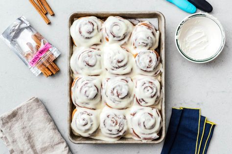 Cinnamon Rolls · i am a food blog Icing Without Powdered Sugar, Fun Bread Recipes, Banana Bread Breakfast, Overnight Cinnamon Rolls, Powdered Sugar Icing, Cinnamon Roll Icing, Cinnamon Bun Recipe, Olive Bread, How To Make Frosting