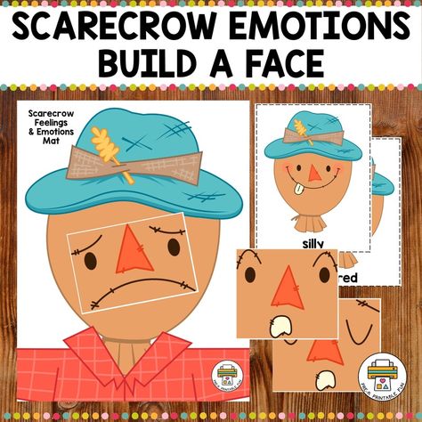 Preschool Scarecrow, October Lesson Plans, Emotion Cards, October Lessons, Cute Scarecrow, Fall Lesson Plans, Scarecrow Crafts, Toddler Lessons, Emotions Cards