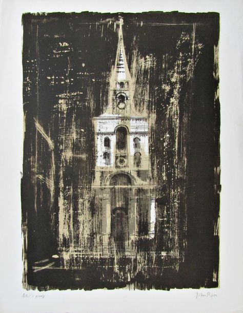 JOHN PIPER C.H. (1903-1992) 'CHRIST CHURCH' SPITALFIELDS (Levinson 142) - 1964 By Nicholas Hawsmo Government Art, Advanced Higher Art, John Piper, Christ Church, Lithograph Print, High Art, Christchurch, British Artist, Gods And Goddesses