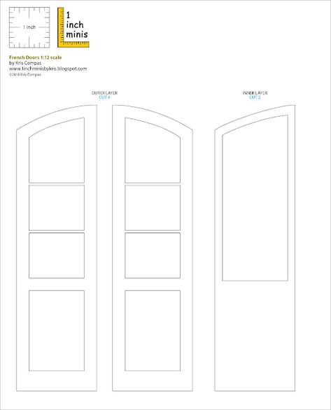 Dollhouse Furniture Tutorials Patterns, Dollhouse Furniture Templates, Miniature Furniture Patterns, Dollhouse Furniture Patterns, Miniature Furniture Template, Dollhouse Door Diy, Dollhouse Door Tutorial, Miniature Door Diy, Dollhouse Door Template