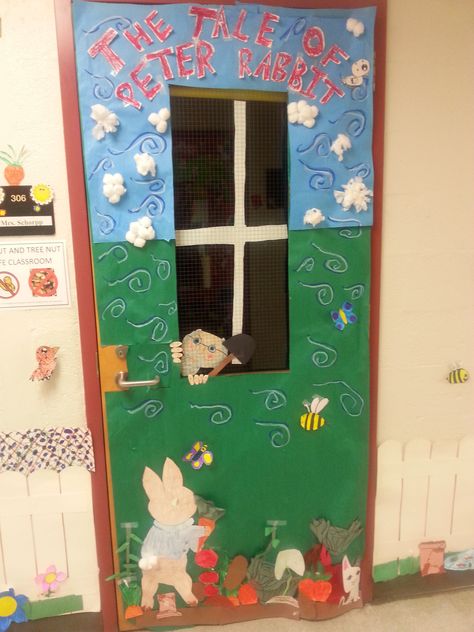 Peter Rabbit Classroom door. So proud of my fourth graders who decorated this for us! Spring Classroom Door, Bunny Ideas, Spring Classroom, Classroom Door, Spring Holidays, Peter Rabbit, So Proud, Classroom Decor, Classroom Ideas