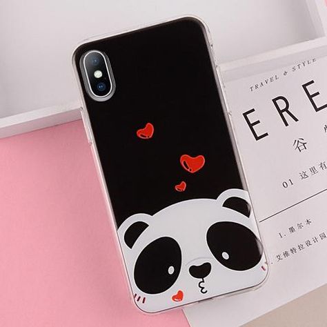 USLION Cartoon Case For iPhone XR XS Max X Cute Panda Dog Pattern Phone Cases For iPhone 7 8 6 6s Plus Soft TPU Back Cover From Touchy Style Outfit Accessories.| Variant: AC2256 / For iPhone XS MAX. Simple Phone Case Paintings, Panda Mobile Covers, Drawing For Mobile Cover, Simple Phone Cover Painting, Drawing On Cover Phone, Cute Mobile Cover Painting Ideas, Back Case Painting, Backcover Phone Ideas, Simple Mobile Cover