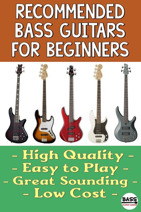 Recommended Best Bass Guitars for Beginners - Affordable, high quality, easy to play, versatile, best sounding basses - Low cost $200 to $500 - affordable but not cheap - great first bass guitars… Bass Guitar Scales, Learn Bass Guitar, Bass Guitar Accessories, Rickenbacker Bass, Acoustic Bass Guitar, Beginner Guitar, Bass Guitar Lessons, Mother Board, Guitar Lessons For Beginners