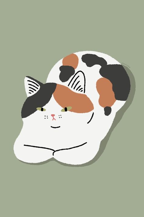 Calico cat illustration art by MOFUDO Calico Cat Art Illustration, Calico Cat Aesthetic Wallpaper, Cat Loaf Illustration, Calico Illustration, Calico Cat Cartoon, Calico Cat Wallpaper, Calico Cat Illustration, Calico Cat Drawing, Calico Cat Art