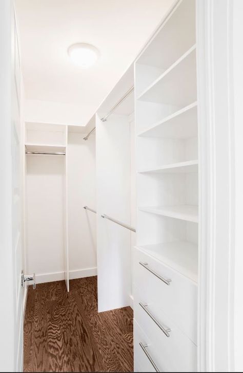 Narrow Walk In Closet Ideas Layout, Narrow Walk In Closet Ideas, Long Narrow Closet, Narrow Walk In Closet, Narrow Closet Design, Small Closet Room, Narrow Closet, Closet Idea, Small Walk In Closet