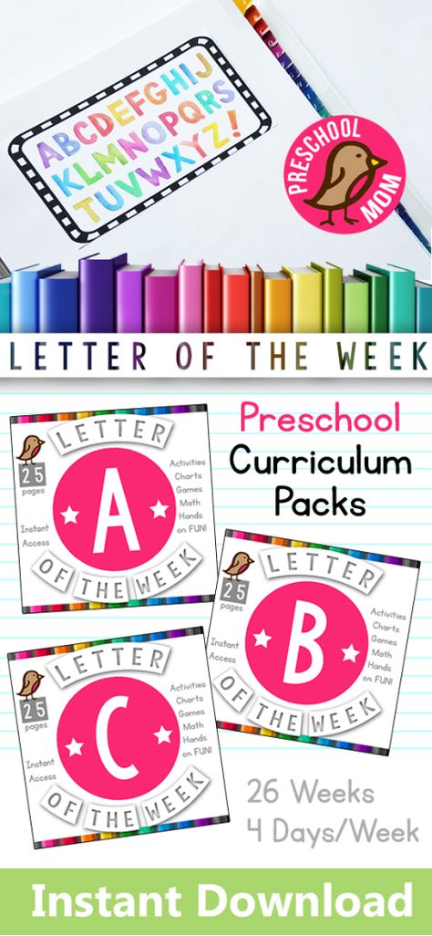 InstantDownloadPack Letter Of The Week Preschool, Alphabet Curriculum, Letter B Activities, Preschool Prep, Math Charts, Toddler School, Free Printable Letters, Letter Of The Week, Kids Crafting