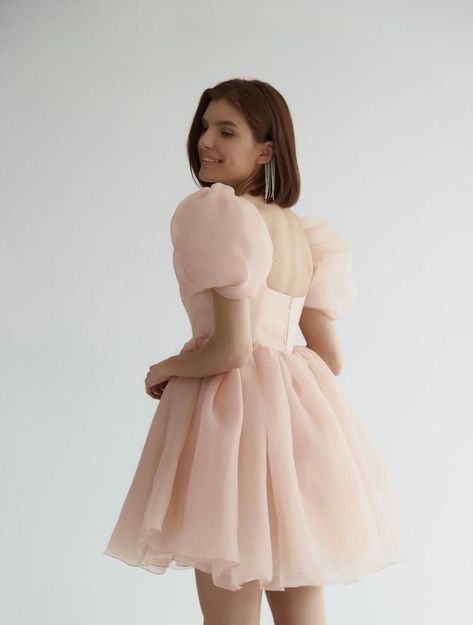 Short Fluffy Dress, Wedding Dress Elopement, Puffy Sleeve Dress, Fluffy Dress, Puffy Dresses, Dress Graduation, Puff Dress, Look Short, Organza Dress