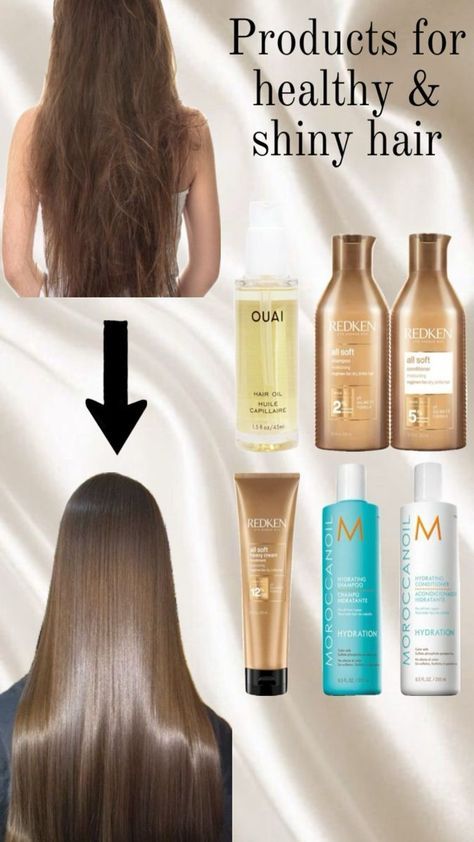 Glow Up Tips Hair, Hair Care Routine Products, Healthy Hair Mask, Healthy Hair Products, Soft And Shiny Hair, Ouai Hair Oil, Ouai Hair, Healthy Shiny Hair, Healthy Hair Routine