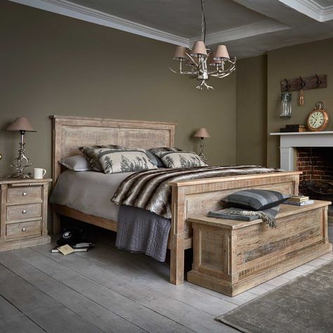 The Austen Bed Frame is made from reclaimed wood with a classic whitewashed finish. White Washed Bedroom Furniture, Reclaimed Wood Bedroom Furniture, Reclaimed Wood Bedroom, Rustic Bedroom Design, Rustic Bedroom Furniture, Wood Bedroom Sets, Bedroom Design Inspiration, Rustic Bedroom Decor, Wood Bedroom Furniture