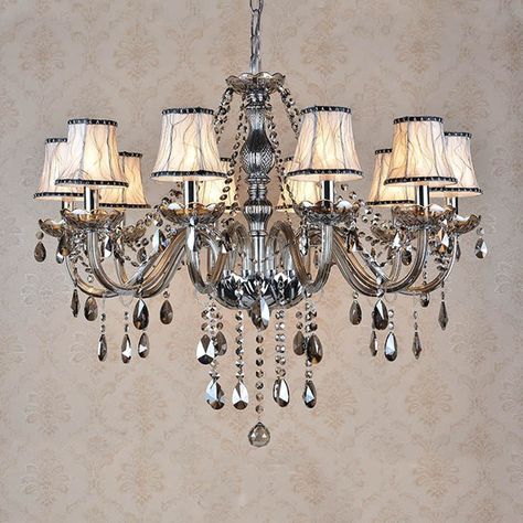 Grey Chandelier, Chandelier With Shades, Country Lighting, Modern Lighting Chandeliers, Ceiling Lamps Bedroom, 3 Light Chandelier, Candle Chandelier, Crystal Candle, 5 Light Chandelier