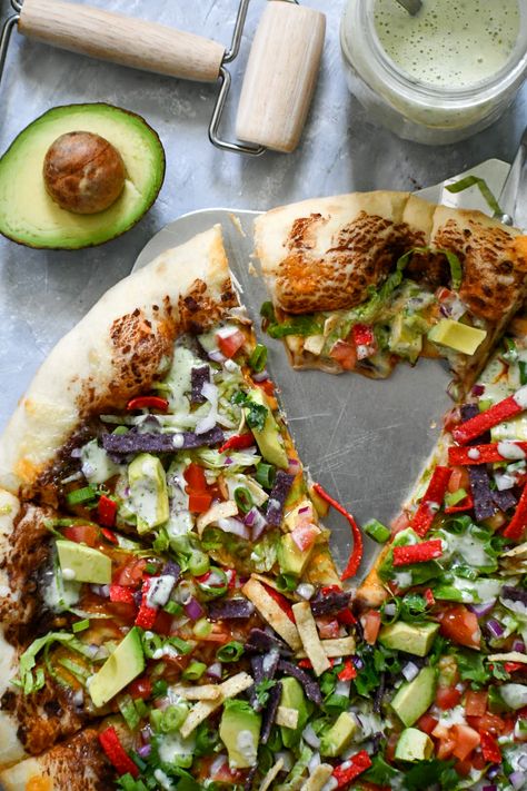 CPK Tostada Pizza – The Table Of Spice Copycat Cpk Tostada Pizza, Cpk Tostada Pizza, Tostada Pizza Cpk, Cpk Pizza Copycat Recipes, Cpk Recipes, Tostada Pizza Recipe, Mexican Vegetable Dishes, Tostada Pizza, Tostada Recipe