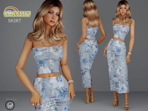 The Sims Resource - Spring floral tank Dress Sims 4 Cc, Printed Silk Skirt, Sims 4 Game, Floral Midi Skirt, Sims 4 Clothing, Sims 4 Cc, Maxis Match, Floral Tank, The Sims Resource