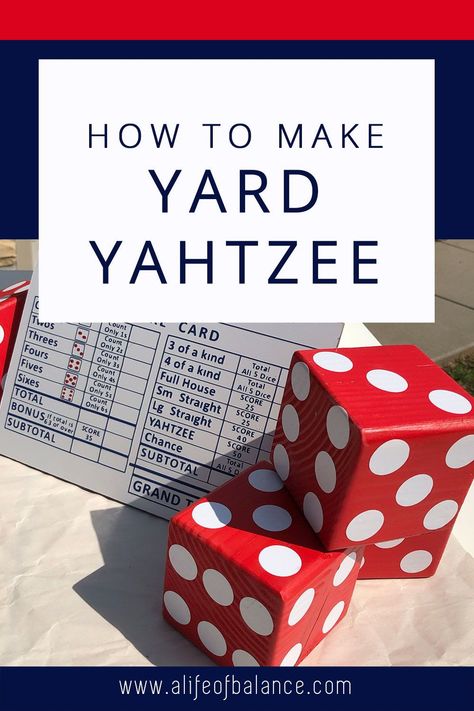 Yard Yahtzee Diy, Yard Yahtzee, Yahtzee Game, Yard Dice, Yard Game, Diy Yard Games, Wood Dice, Corn Hole Game, Corn Hole