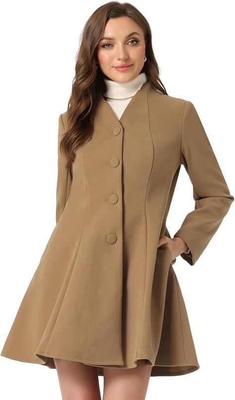 Amazon.com: Allegra K Women's Single Breasted Long Sleeve Mid-Long Winter Coat X-Large Brown : Clothing, Shoes & Jewelry Womens Dress Coat, Single Breasted Coat Women, Lady Day Coat, Winter Coat Dress, Winter Overcoat, Elegant Coats, Long Winter Coats, Single Breasted Coat, Brown Outfit