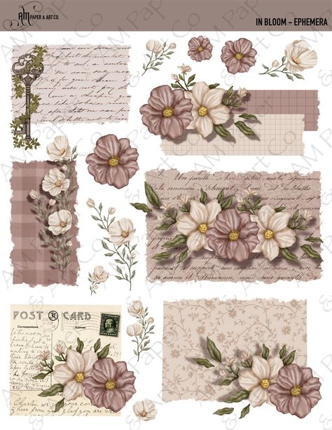 In Bloom Ephemera Stickers Cute Stickers For Scrapbook, Journal Tags Printable, Art And Craft Wallpaper, Minimal Stickers Printable, Cute Design For Scrapbook, Themes For Scrapbooks, Journal Items Printable, Floral Scrapbook Ideas, Cute Stickers Ideas For Journal