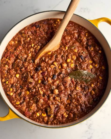 The Best Vegetarian Chili, Beyond Meat Chili Crock Pot, Vegetarian Chili With Barley, Vegitaren Chili Recipes, Vegetarian Chili Stovetop, Beyond Meat Chili, Veggie Barley Soup, Bean Chili Vegetarian, Beans For Chili