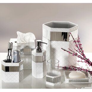 White Bathroom Accessories Set, Silver Bathroom, White Bathroom Accessories, Bathroom Accessories Set, Bathroom Tissue, Mirror Bathroom, Soap Pump Dispenser, Bathroom Decor Sets, Bathroom Accessories Sets