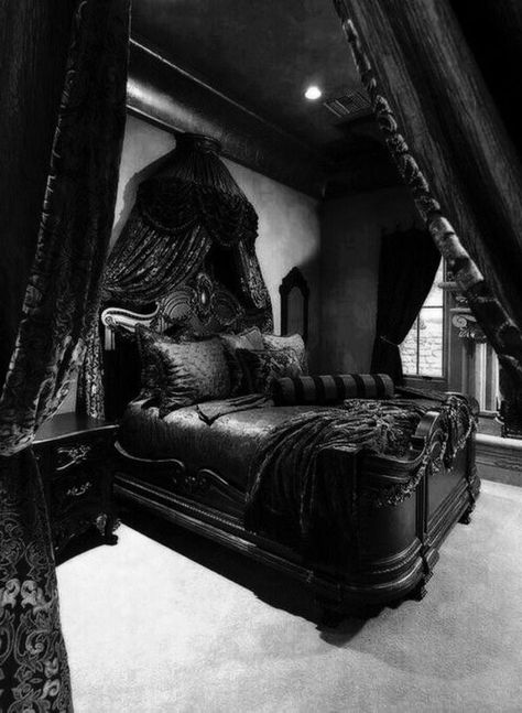 Gothic Bedroom Furniture, Black Bedroom Furniture Set, Black Bedroom Design, Gothic Room, Gothic Interior, Gothic Bedroom, Black Bedroom Furniture, Gothic Furniture, Dark Bedroom