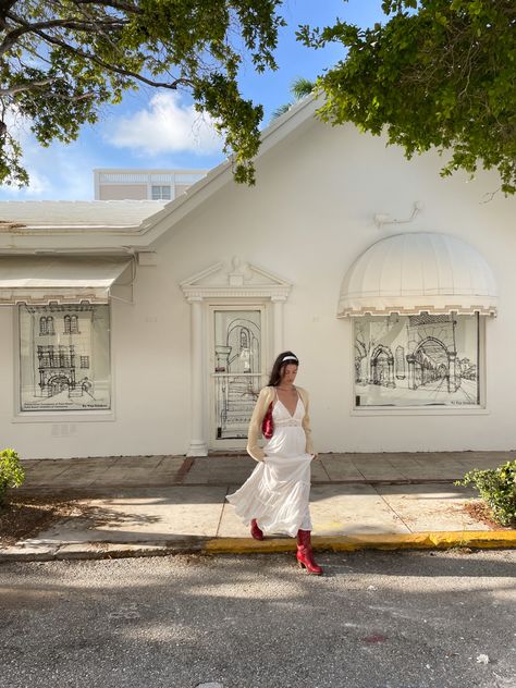 White Dress Cowboy Boots, Dress Cowboy Boots, Dresses With Cowboy Boots, Red Cowboy Boots, Red Boots, Spring Summer Outfits, Dress Red, Passion For Fashion, Cowboy Boots