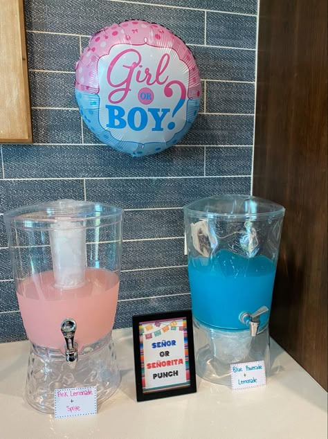 Gender Reveal Alcoholic Drink Ideas, Games At Gender Reveal Party, Taco Bar Gender Reveal Party, Gender Reveal Party Inspiration, Gender Reveal Party Drinks, Summer Theme Gender Reveal Ideas, Drinks For Gender Reveal Party, Gender Reveal Cocktail Ideas, Easy Cheap Gender Reveal Ideas