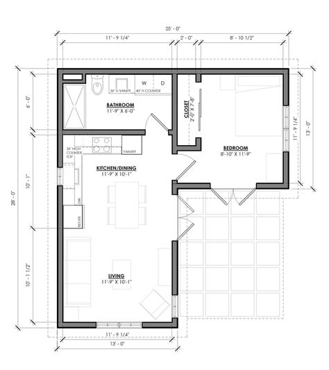 Luxe (500) - ARCHITARIAN DESIGN 500 Sqft House Plan, 500sft House Plans, L Shape Tiny House Floor Plans, 500 Sq Yard House Plan, L Shape Small House Design, Casita Floor Plans 500 Sq Ft, 90 Square Metre House Plan, L Shape House Design, Adu Floor Plans 800 Sq Ft