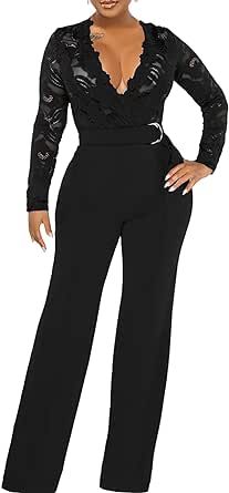 Formal Jumpsuits For Women, Formal Jumpsuits, Black Lace Jumpsuit, Wide Leg Jumpsuits, Classy Jumpsuit, Cool Silhouettes, Formal Jumpsuit, Jumpsuit For Women, Solid Color Jumpsuits