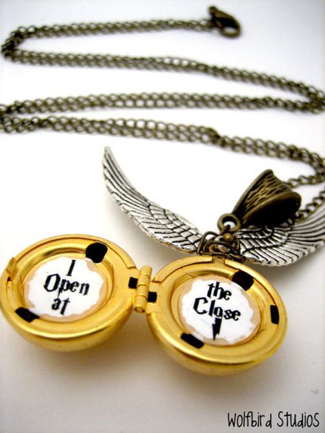 Harry Potter Necklace, Fandom Merch, Harry Potter Golden Snitch, Golden Snitch, Round Locket, The Close, Favorite Sayings, Nerdy Things, E Mc2