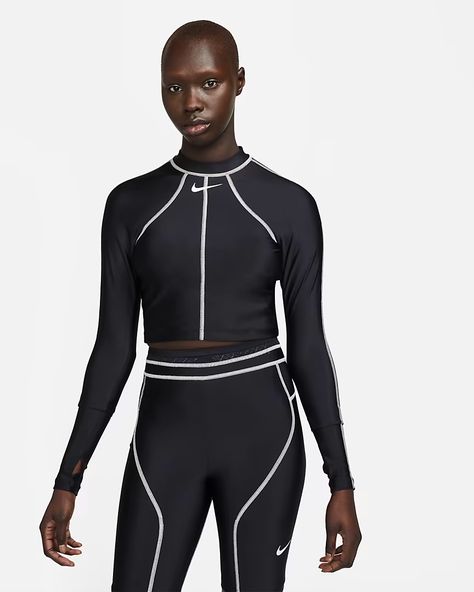 Nike Gyakusou, Dance Shoot, Nike Track And Field, Activewear Trends, Nike Activewear, Crop Swim Top, Sports Outfits, Black Crop Tee, Designer Activewear