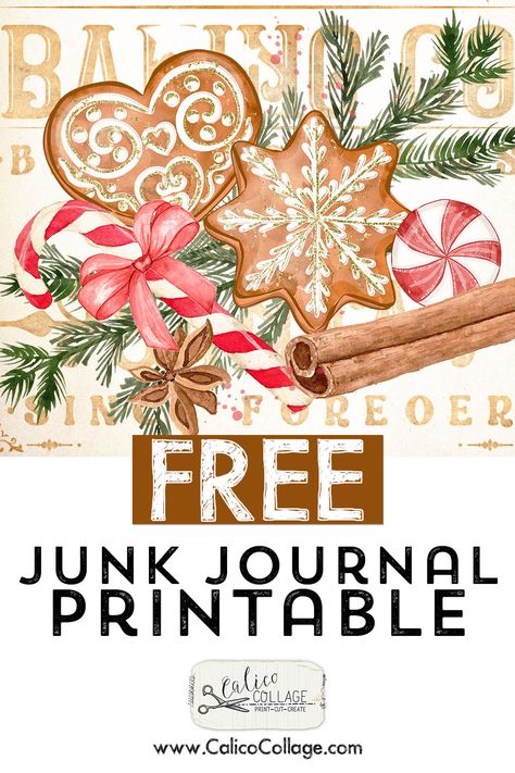 Gingerbread Images Free Printable, Gingerbread Recipe Printable, Christmas Journal Pages Free Printables, Free Bookmark Printables, Winter Junk Journal Ideas, Gingerbread Patterns Printable, Christmas Junk Journal Free Printable, Gingerbread Free Printables, Christmas Ephemera Free Printables