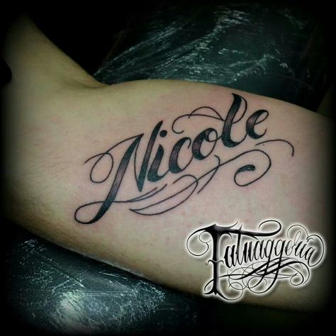 Nicole Tattoo Name, Nicole Name, Nicole Tattoo, Name Tattoo Ideas, Names I Love, Paris And Nicole, Cursive Tattoos, Lion Head Tattoos, Deer Tattoo