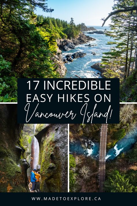 17 Insane Easy Hikes on Vancouver Island, British Columbia! Don't miss the best hikes in Victoria, Nanaimo, Port Alberni, Ucluelet, Tofino and Campbell River! The best hikes on Vancouver Island include old growth forests, rainforest walks, waterfalls, beach hikes, and more! #vancouverisland #canada #madetoexplore #hiking Victoria Island Canada, Campbell River Vancouver Island, Travel Vancouver Island, Victoria Canada British Columbia, West Coast Canada, Tofino British Columbia, Victoria Vancouver Island, Vancouver Island Canada, Port Alberni