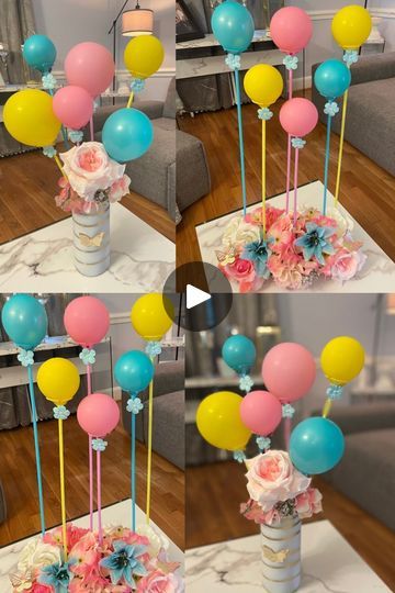 78K views · 946 reactions | The easiest Dollar tree party centerpiece #partydecor | The easiest Dollar tree party centerpieces Ideas. When you guys have to come up with something fast and easy #partycenterpieces | By Special Creations By Nelly | So I went to Dollar Tree and grabbed this balloon stick with come in a set of 12 and we're going to use it. We can spray paint it in any color that we guys did doing but I'm going to use different colors for this one so I'm just going to set it up together. I'm going to take the small balloons and I'm going to place it in the balloon hold it like that. Then I'm going to take this frame. It's from Dollar Tree and I'm going to take a floral foam. Put some hot glue and make sure to put hot glue all the way around it and then go ahead and attach it to Balloons And Flowers Centerpiece, Balloon Stick, Centerpieces Ideas, Small Balloons, Set It Up, Party Centerpiece, Flower Centerpiece, Graduation Diy, Diy Dollar Store Crafts