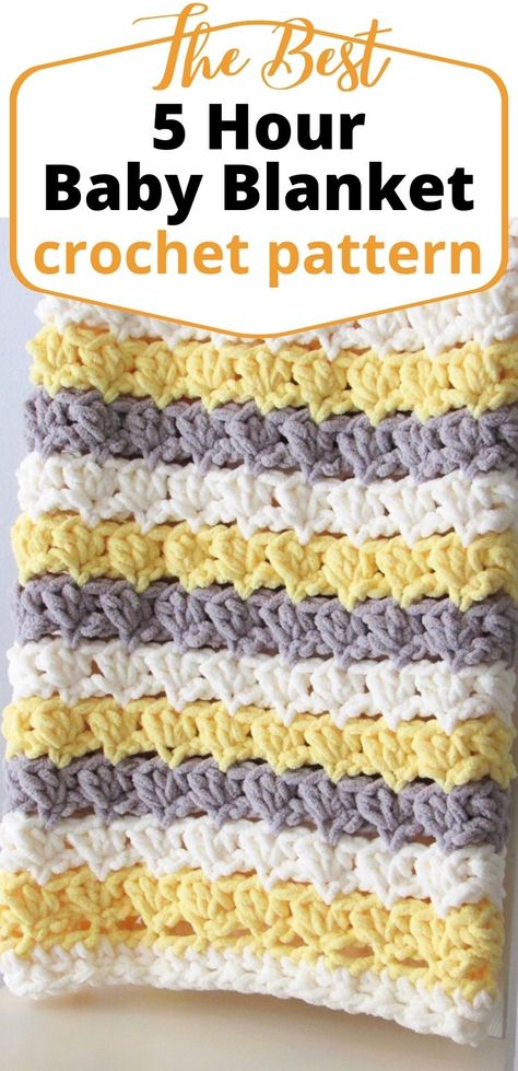 This gender neutral free crochet blanket is a great beginner pattern that works up in just 5 and a half hours. Made with chunky Bernat Blanket yarn this is an easy and quick crochet afghan project. Unisex Crochet Blanket|Crochet Baby Boy Blanket| Crochet Chunky Blanket|Fast Crochet Blanket| 5 Hour Crochet Blanket| Crochet Borders For Blankets, Unisex Crochet, Chunky Crochet Blanket Pattern, Bernat Baby Blanket Yarn, Baby Afghan Crochet Patterns, Fast Crochet, Crocheted Blankets, Crochet Baby Blanket Free Pattern, Crochet Unique