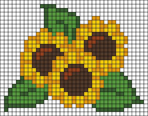 Sunflowers Pixel Art, Sunflower Pixel Art Grid, Sunflower Alpha Pattern, Sunflower Perler Bead Patterns, Sunflower Pixel Art, Minecraft Flowers Pattern, Pixel Art Fleur, Flowers Pixel Art, Pixel Art Flower