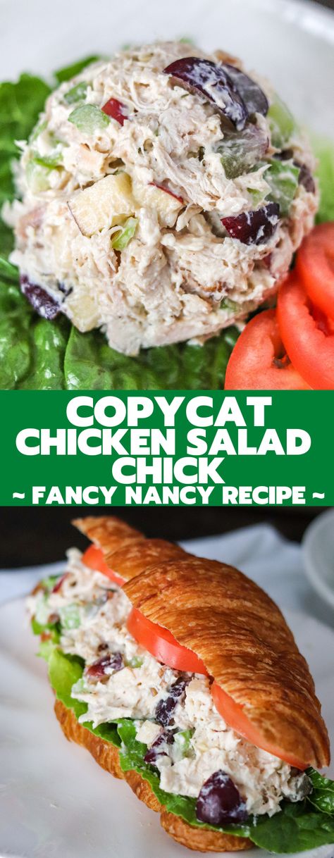 This chicken salad is filled with grapes, apples, pecans, and shredded chicken! It's identical to the Fancy Nancy Chicken Salad from Chicken Salad Chick! Fancy Nancy Chicken Salad, Chicken Salad Chick Recipe, Chicken Salad Chick, Best Chicken Salad Recipe, Chicken Salad With Grapes, Make Shredded Chicken, Chicke Recipes, Chicken Salad Recipe Easy, Salad Chicken