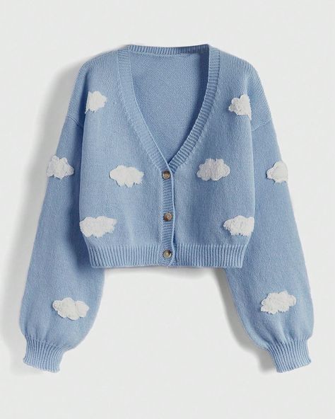 ✨Pre-order only, S(8) - XL(16)✨ Kawaii Cloud, Preppy Mode, Adrette Outfits, Modest Casual Outfits, Cardigan Plus Size, Simple Style Outfits, Cloud Design, Cardigan Design, Fashion Sketches Dresses