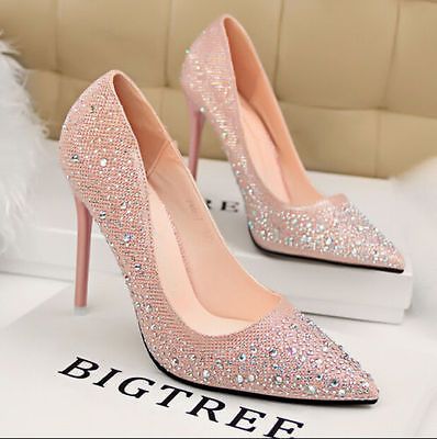 Hak Tinggi, Pink Wedding Shoes, Wedding Shoes Low Heel, Rhinestone High Heels, Prom Heels, Wedding Shoes Heels, Crystal Shoes, Pumps Heels Stilettos, Low Heel Shoes