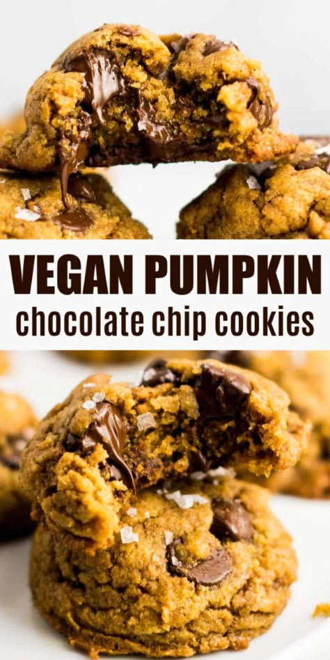 Baklava Recept, Vegan Pumpkin Chocolate Chip Cookies, Healthy Vegan Dessert, Vegan Holiday Cookies, Vegan Pumpkin Cookies, Cookies Pumpkin, Cheesecake Vegan, Profiterole, Vegan Pumpkin Recipes