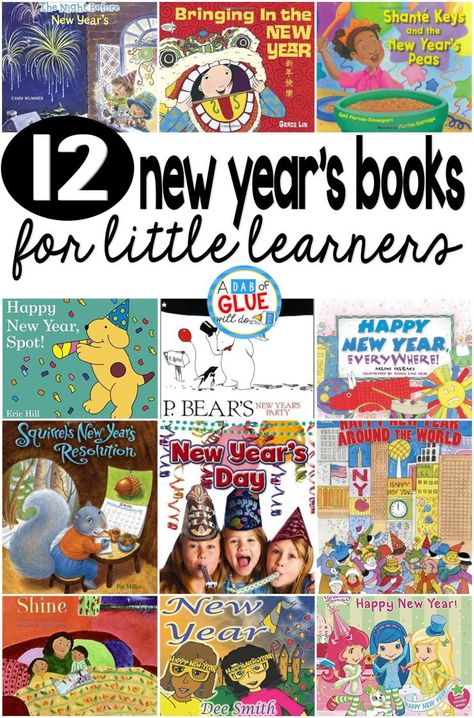 Our 12 favorite new year's books are perfect for your January lesson plans or at home with your children. These are great for preschool, kindergarten, or first grade students. Preschool New Years, January Lesson Plans, New Years Theme, Preschool January, Books For Preschool, New Year Theme, New Years Traditions, New Years Activities, Activities Kindergarten