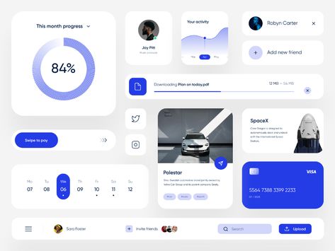 Ui Elements Design, Ui Components Design, Cards Ui Design, Card Ui Design, Desain Ux, Analytics Design, Graphic Design Cv, Ux Kits, Ui Ux 디자인