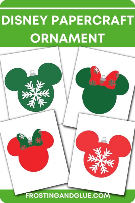 Disney Christmas Printables Free, Disney Paper Crafts Free Printable, Disney Christmas Printables, Disney Diy Ornaments, Disney Christmas Classroom Door Ideas, Papercraft Ornaments, Disney Christmas Tags Printable, Disney Christmas Printable Sign, Printable Christmas Ornaments Templates Disney