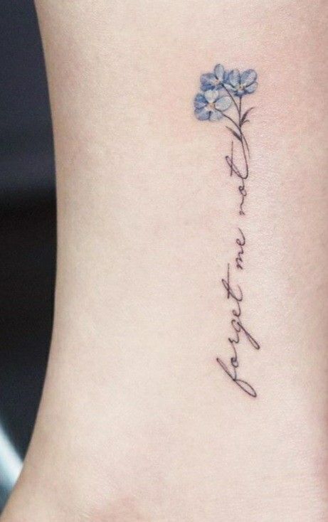 Small Forget Me Not Flowers Tatoos, Forget Me Not Wrap Around Tattoo, Tattoos For Alzheimer’s, Forget Me Not Tattoo Design, Alzheimer’s Tattoo, Dainty Forget Me Not Tattoo, Tattoo Forget-me-nots, Fine Line Forget Me Not Tattoo, Forget Me Not Tattoo Black And White