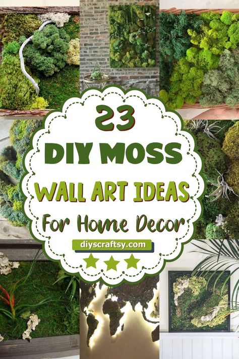 DIY Moss Wall Art Ideas Moss Artwork Wall Art, Moss Pictures Wall Art, Moss Picture Frame Diy, Diy Moss Wall Art, Moss Board, Diy Moss Wall, Art Ideas For Home, Living Wall Diy, Plant Wall Diy