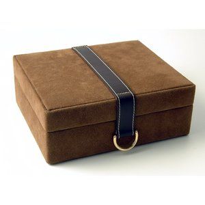 Budd Leather Faux Suede and Leather Jewelry Box with Concealed Compartment in Brown Luxury Packaging Design, Personalized Jewelry Box, Leather Jewelry Box, Large Necklace, Collection Box, Craft Box, Jewelry Boxes, Leather Items, Box Art