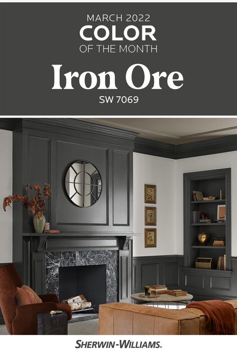 Sw Iron Ore, Iron Ore Sherwin Williams, March Colors, Color Of The Month, Popular Paint Colors, Sherwin Williams Colors, Dining Room Spaces, Neutral Paint Colors, Sherwin Williams Paint Colors