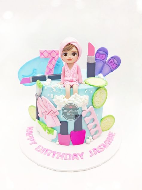 Spa Theme Birthday Cake 🛀🏻💄 #spatheme #spaparty #girlsspaday #pamper #pamperyourself #customcakes #torontocakes #kidsbirthday #kidsbirthdaycakes #spacake #gno #girlycake #spabirthdayparty #spabirthday #customcakestoronto #gtacakes #personalizedcakes #sumptuoustreats #personalizedcake #personalizedcaketopper #girlsbirthdaycake #girlsbirthdayparty www.sumptuoustreats.com Sleep Over Birthday Cake, Spa Themed Birthday Cake, Spa Theme Cake, Spa Birthday Cake, Ballerina Birthday Cake, Spa Cake, Theme Birthday Cake, Kids Spa, 6 Birthday