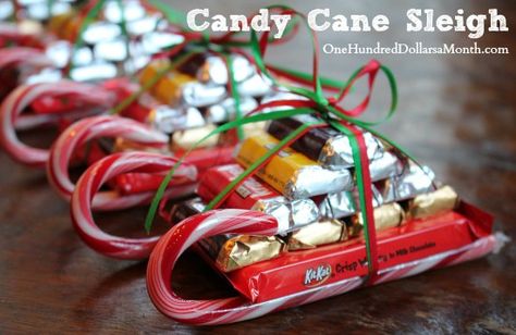 Easy Kids Christmas Candy Crafts – Candy Cane Sleigh Candy Cane Sleighs, Easy Kids Christmas, Christmas Candy Crafts, Candy Sleigh, Candy Cane Sleigh, Miniature Candy, Sleigh Christmas, Christmas Crafts For Kids To Make, Candy Crafts